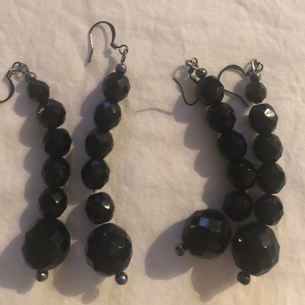 Black beaded earrings